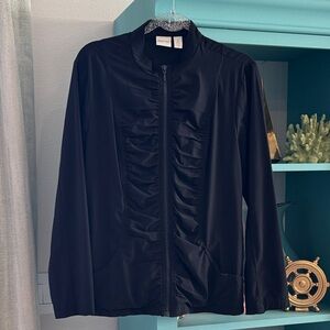 Chicos ZENERGY Elegant Black Zip Up Rouged Jacket Chicos Size 2